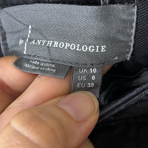 BY ANTHROPOLOGIE Canvas Tapered Embroidered Side Stripe  Trouser Ankle Pants 6 - Picture 14 of 16